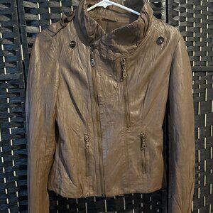 Dark Chocolate Brown leather jacket XS